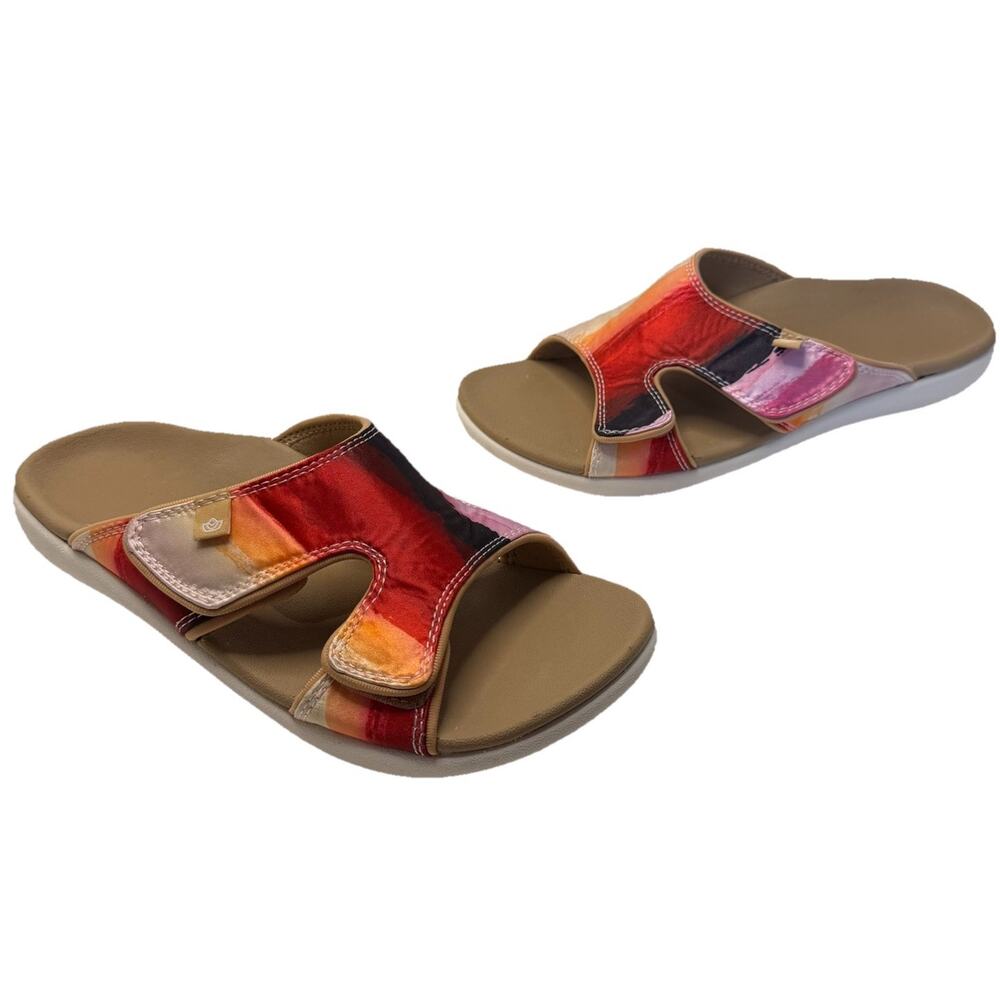 Spenco Kholo Monet Women's Orthotic Slide Sandal Pink Red Multicolor Summer 8B